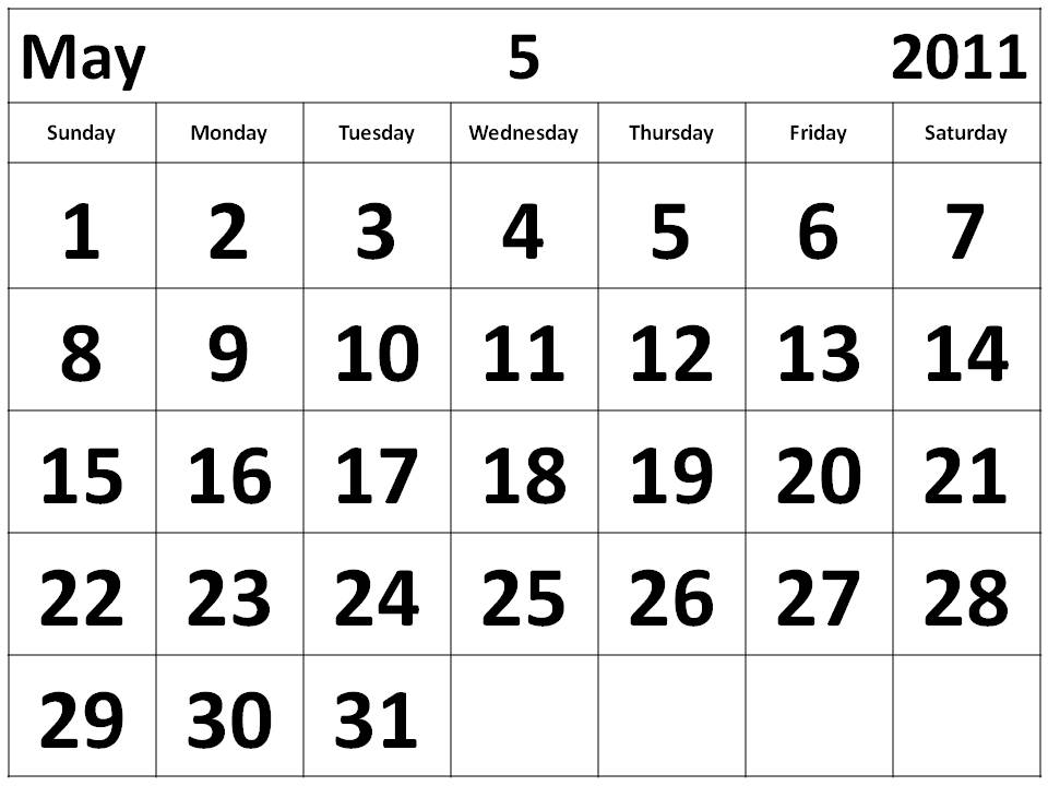 free may 2011 calendar template. Free Printable Calendar 2011