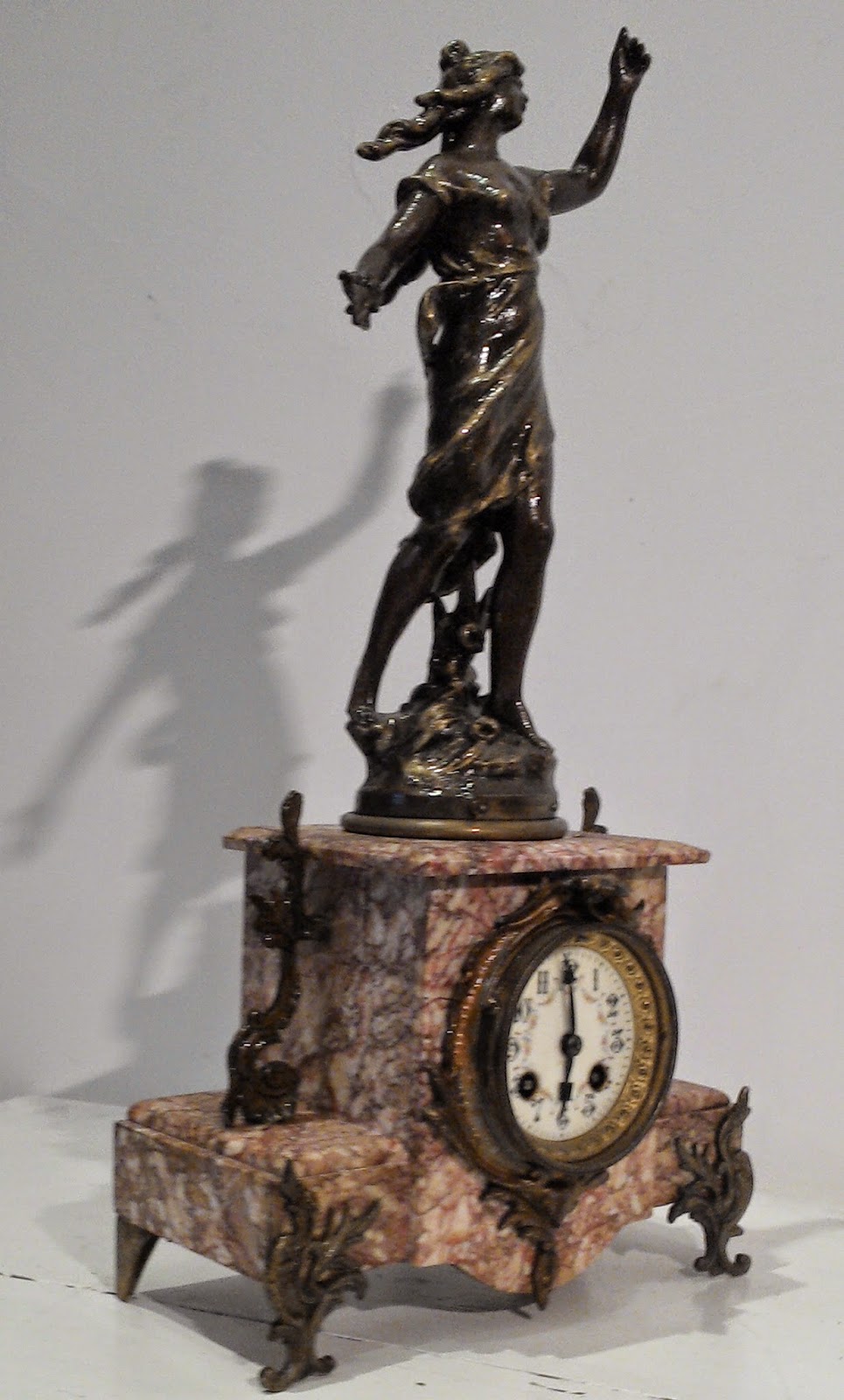 antique french clock sculpture august moreau elegant lady Messenger