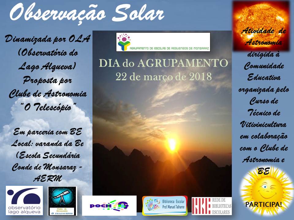 Cartaz de Divulgação Observação Solar - Clube "o Telescópio" / OLA
