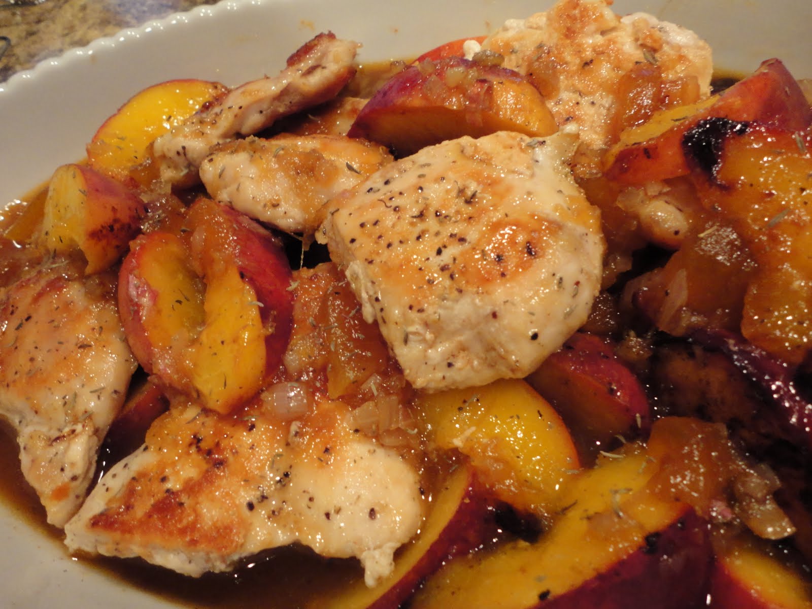 Keeping up with the Kitchen Mom Glazed Chicken & Peaches with Cheese