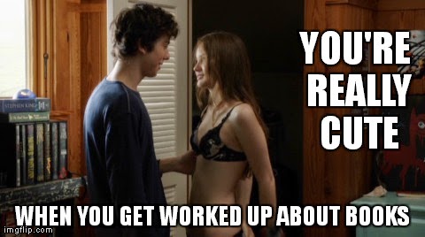 "You're really cute when you get worked up about books." Nat Wolff and Liana Liberato star in STUCK IN LOVE.