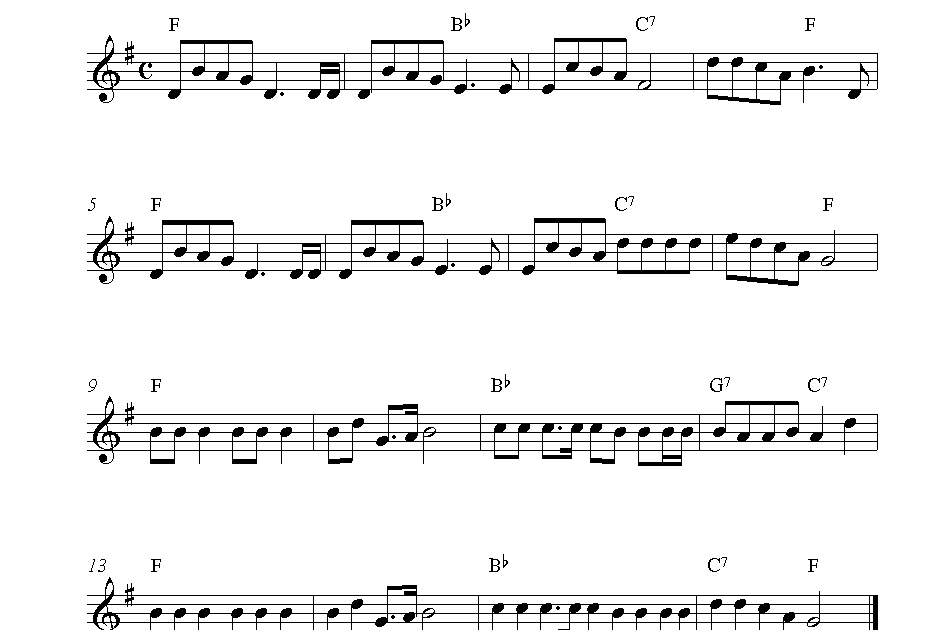 Jingle Bells, free Christmas sheet music notes