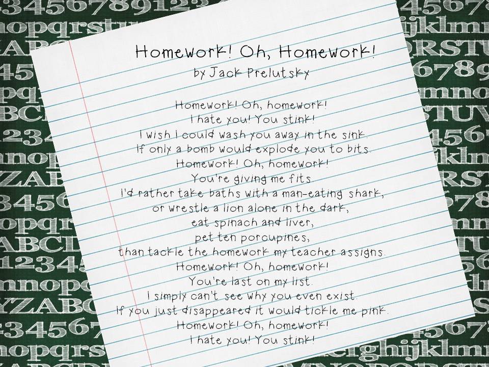 poem called homework oh homework