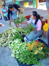 Reyna buying ingredients for sopa in the Teotitlan Market