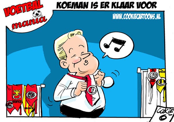 VOETBALFLITSEN: Cartoon: Ronald Koeman is er klaar voor (voetbalhumor)