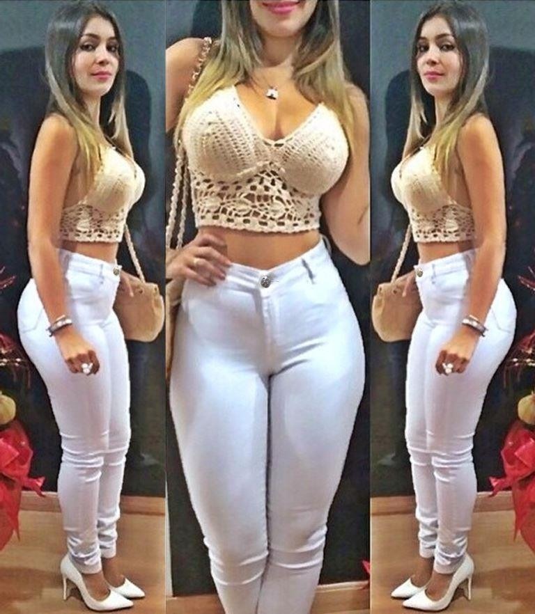 calca de cos alto e cropped