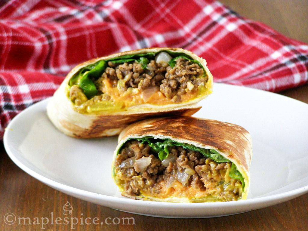 maple•spice PanFried Vegan Cheeseburger Wrap