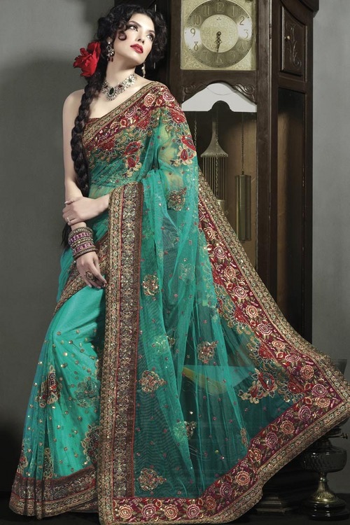 Embroidered wedding saree collection  fancy colorful formal wear