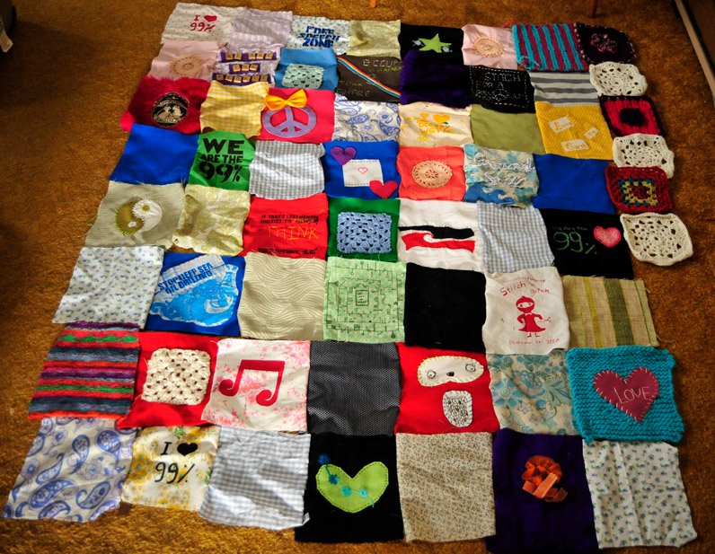 Wellington Craftivism Collective CraftaPatch Occupy Blanket Progress