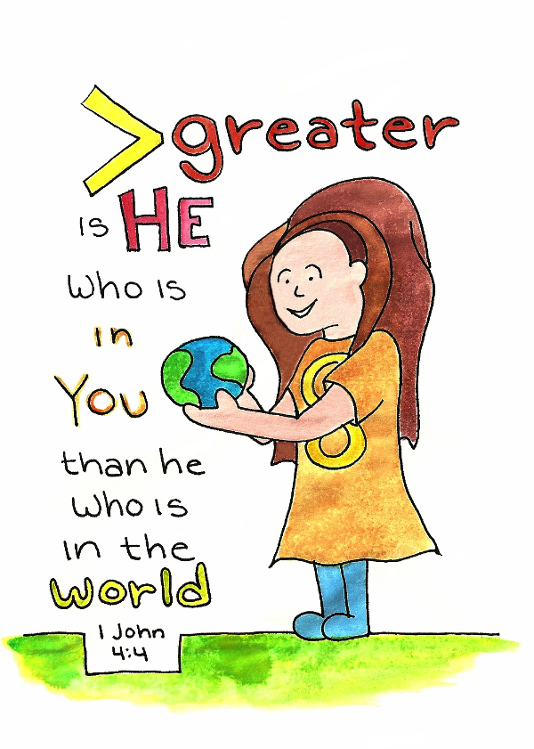 Doodle Through The Bible: 1 John 4:4, Greater is He.