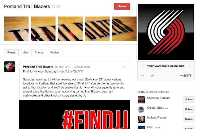 Google + of Portland Trail Blazers