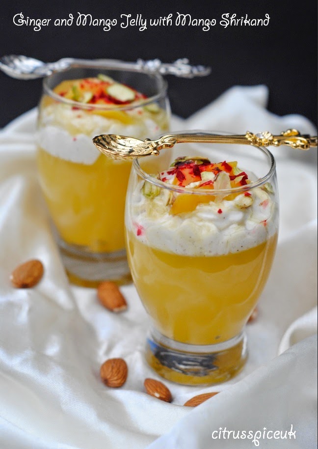East meets West Ginger and Mango Jelly with Mango Shrikand (Indian