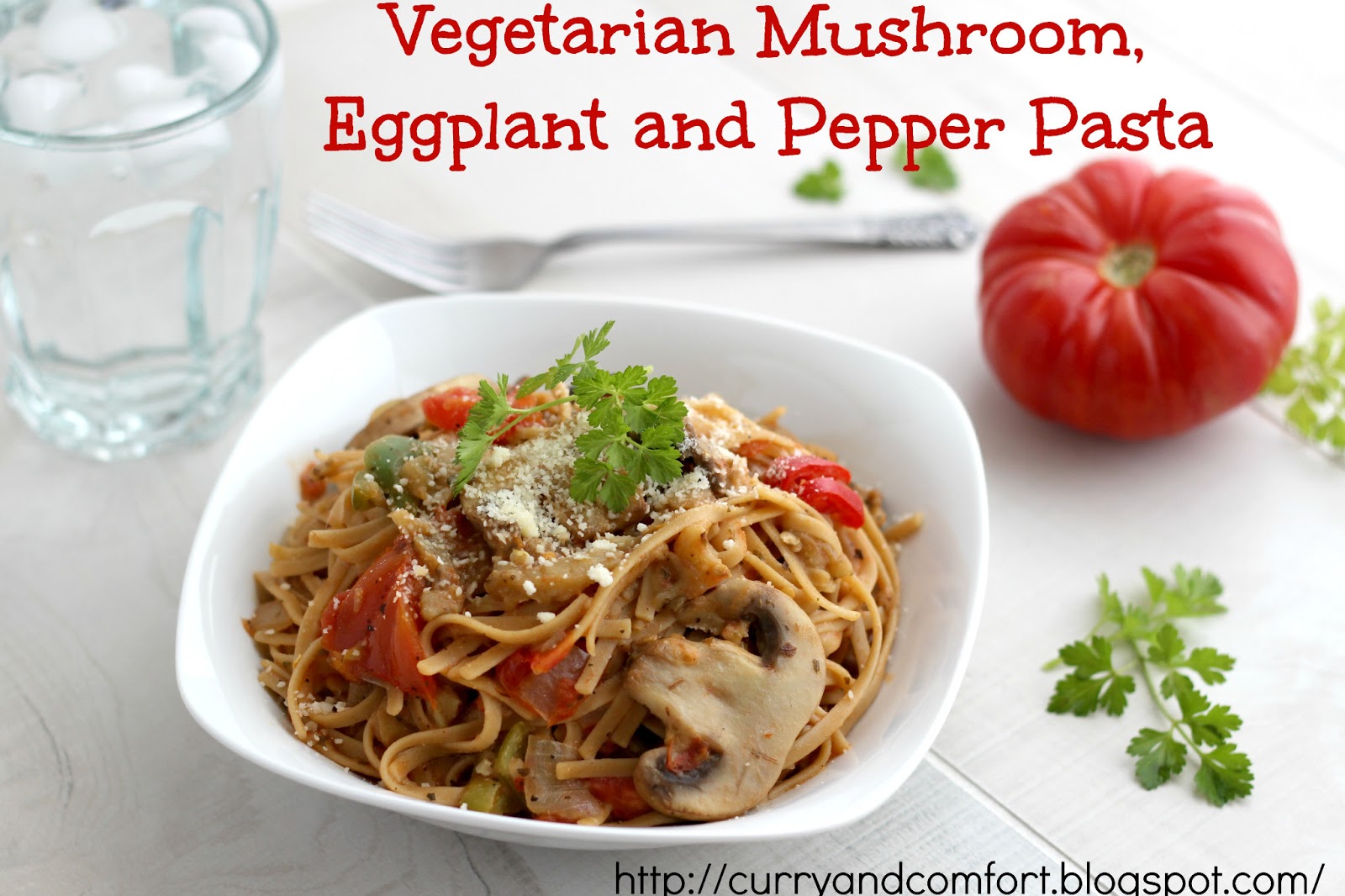 Kitchen Simmer Vegetarian Mushroom Eggplant and Pepper Pasta