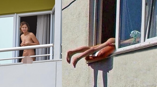 Amateur balcony masturbation