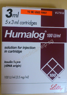 Insulin lispro (rDNA origin) Humalog 100U/ml (10ml cartridge for injection)