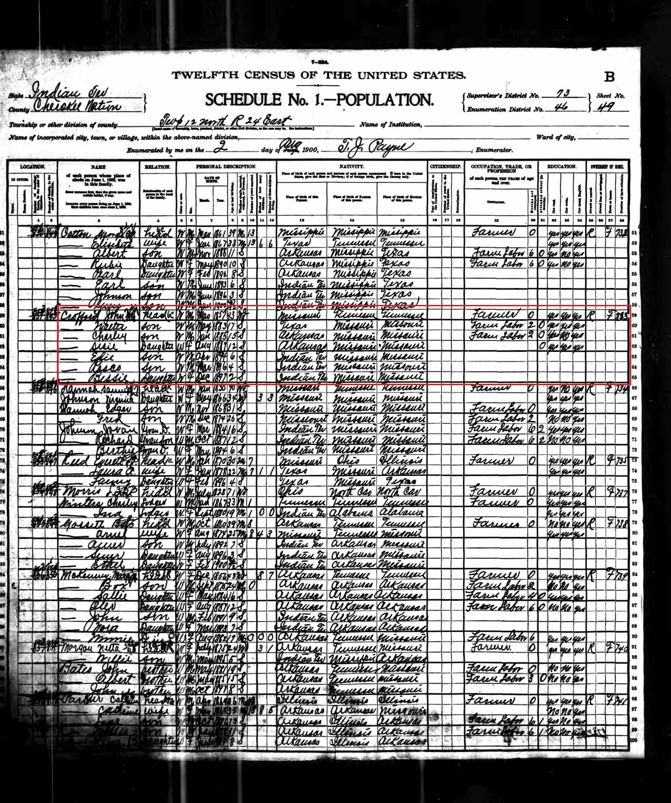 Thoughts From Polly S Granddaughter 1900 Us Census John H Crawford