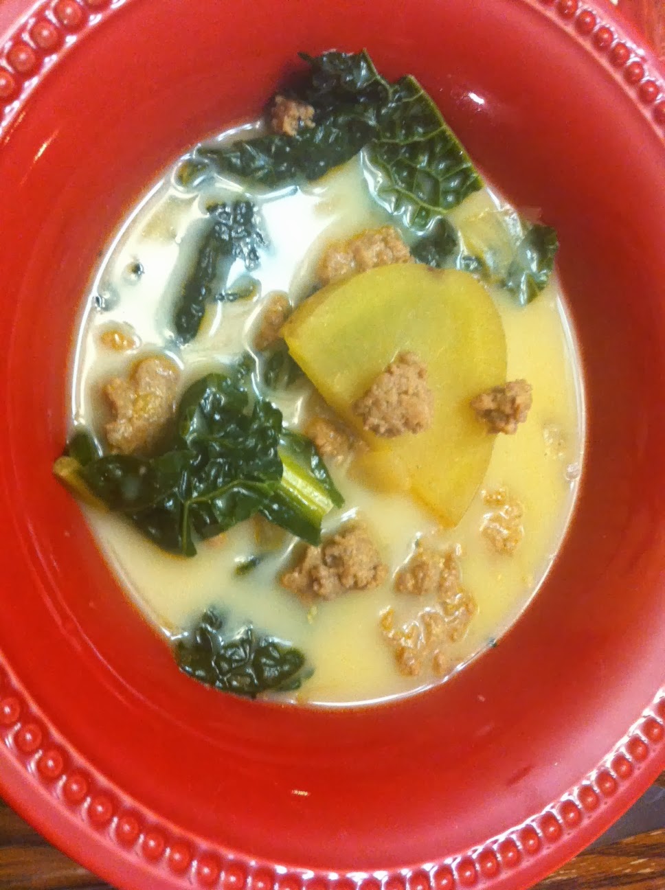 "Pointless" Meals Spicy Sausage, Potato and Kale Soup