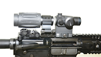 Primary Arms 3X Long Eye Relief Magnifier, Primary Arms Flip to Side Mount, Primary Arms Micro Dot with Removable Base and Kill Flash on American Defense T1 Mount Primary Arms 3X Long Eye Relief Magnifier, Primary Arms Flip to Side Mount, Primary Arms Micro Dot with Removable Base and Kill Flash on American Defense T1 Mount