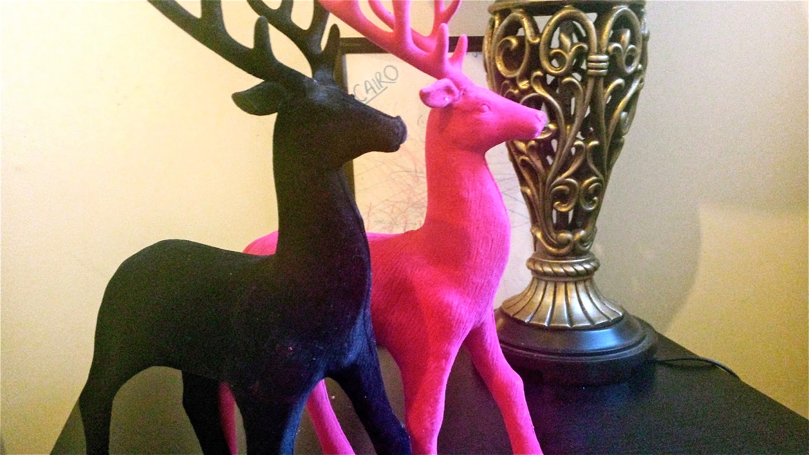 Pink & Black Reindeer Christmas Decorations