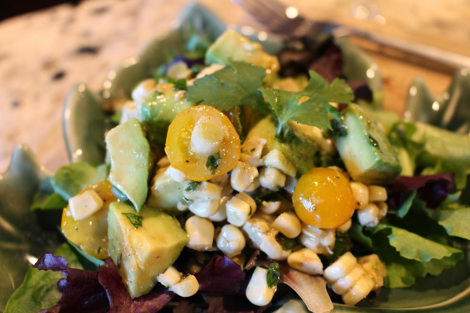 My Delicious Vegan Diary Avocado Corn Salad with Cilantro Grapefruit