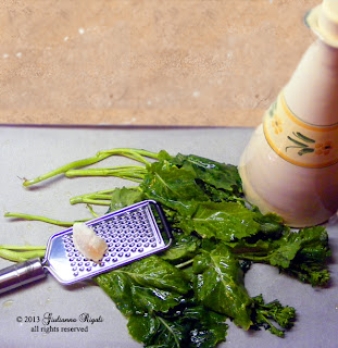 Preparing Spring Rapini or Broccoli Raab for Roasting with Olive Oil and Sea Salt