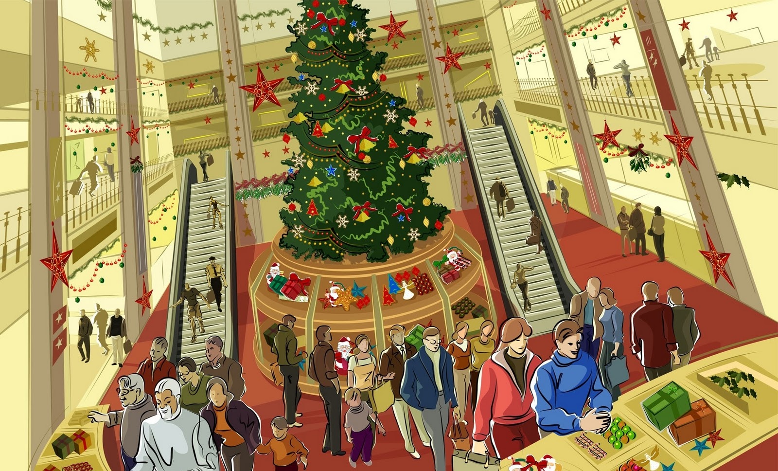 Christmas shopping mall 1920x1080 (1080p) Animation
