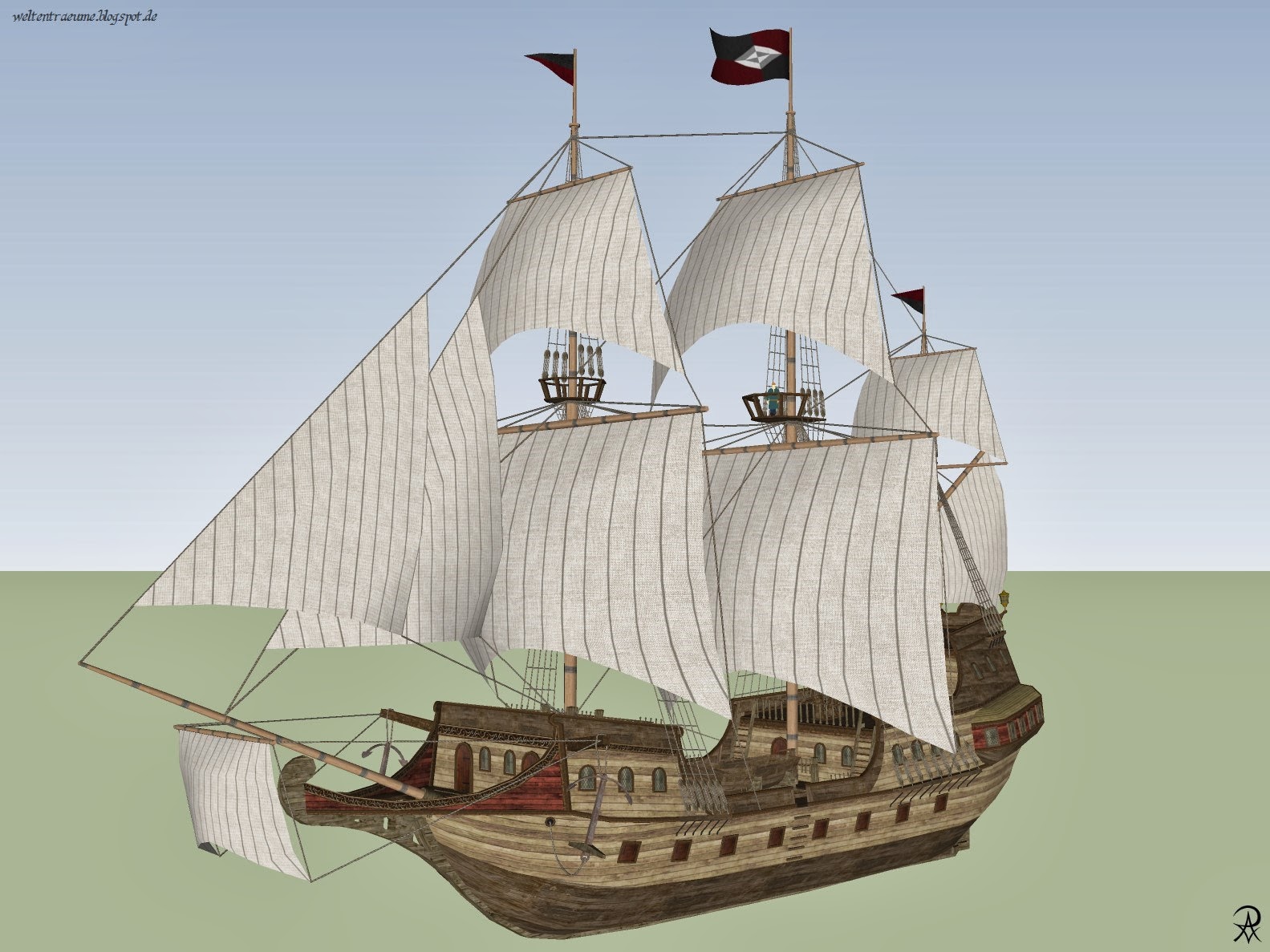 Dreams of Thaera Sketchup Model Sailing Ship