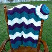 Rockie Mountains Baby Afghan w/baby hat size 0-3 months