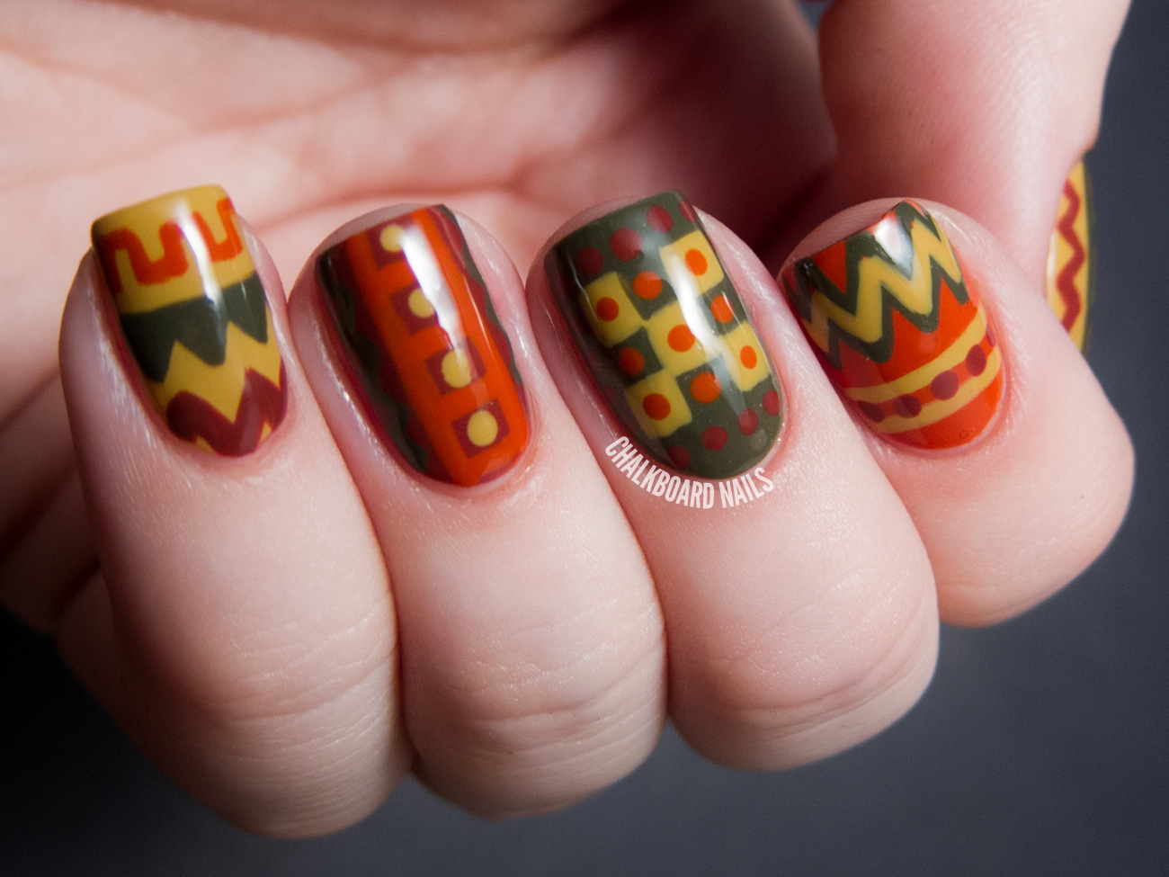 70s Crochet Chic - LCN Charade Nail Art | Chalkboard Nails | Nail Art Blog
