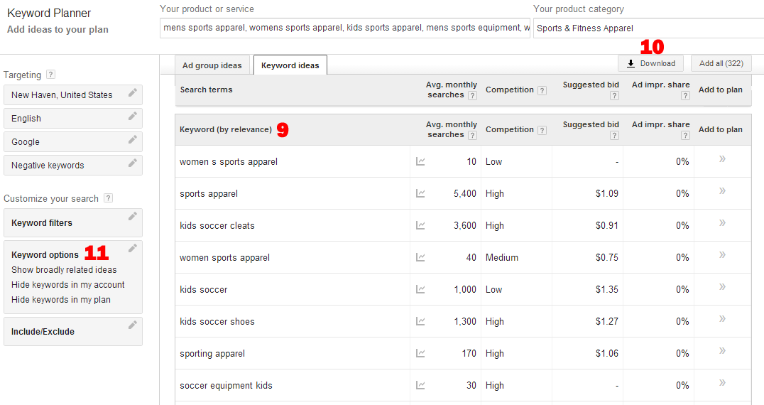 Google Keyword Tool has lots of different options for narrowing down your results.