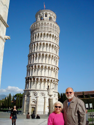 leaning tower of pisa deep dish pizza side angle