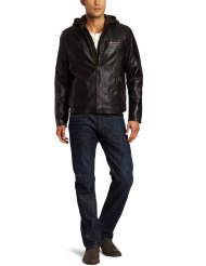 Hooded Leather Jacket Men  