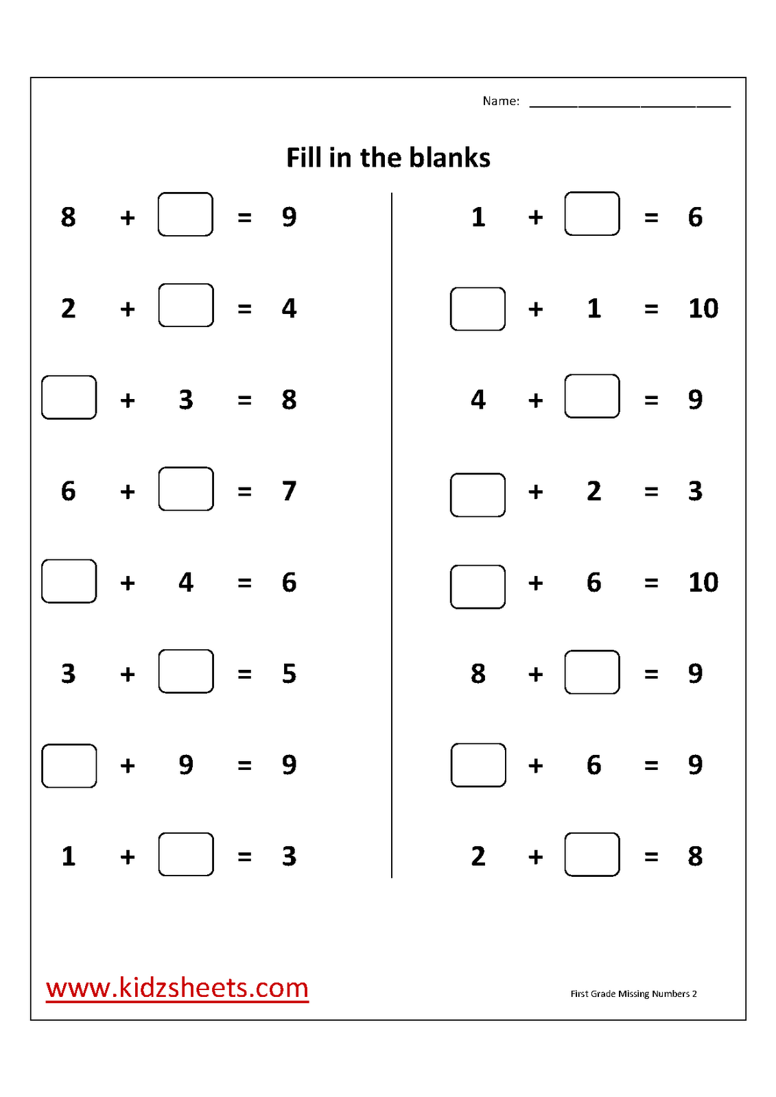 Missing  numbers Grade (Addition 2nd Addition Missing addition number grade missing numbers Worksheets, worksheets