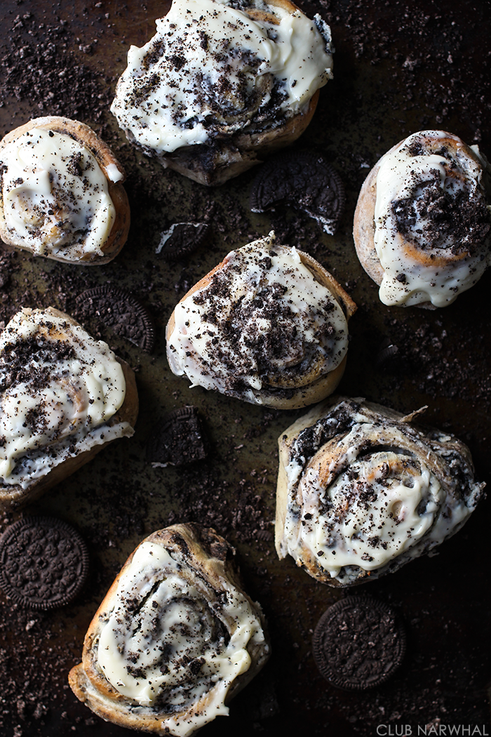 Oreo Cinnamon Rolls swirled with Oreo Cheesecake Filing