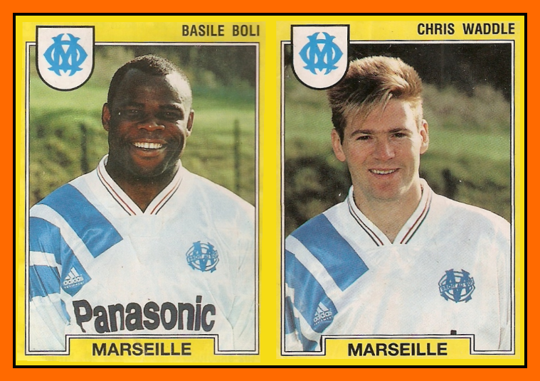 Basile+Boli+et+Chris+Waddle+Panini+Olympique+de+Marseille