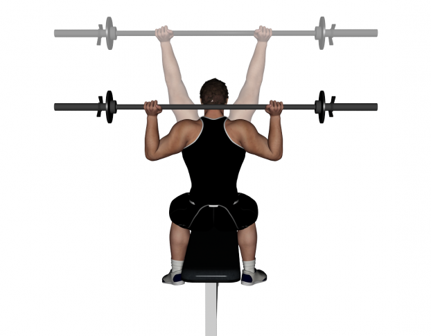 Barbell shoulder press front or back