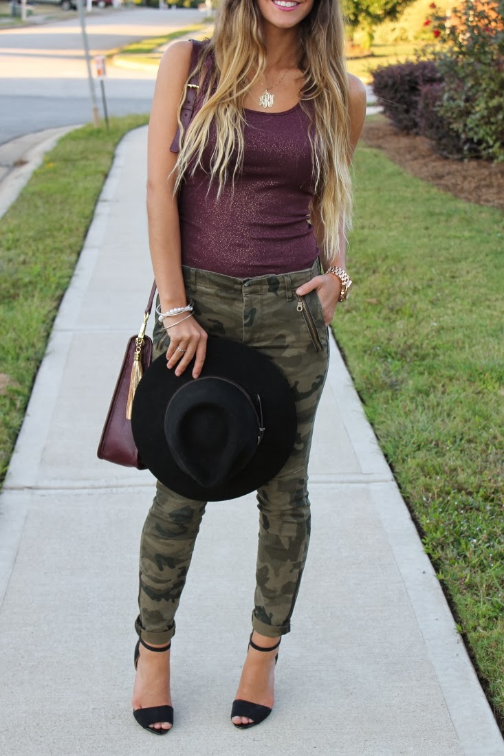 Bedazzles After Dark Game Day Outfit Oxblood + Camo