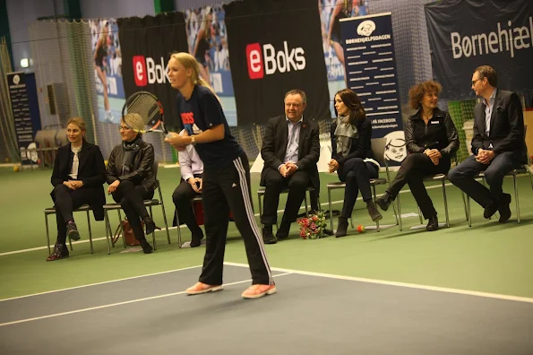 Crown Princess Mary of Denmark attended the Childrens Aid Day tennis-events with Caroline Wozniacki in Frederiksberg