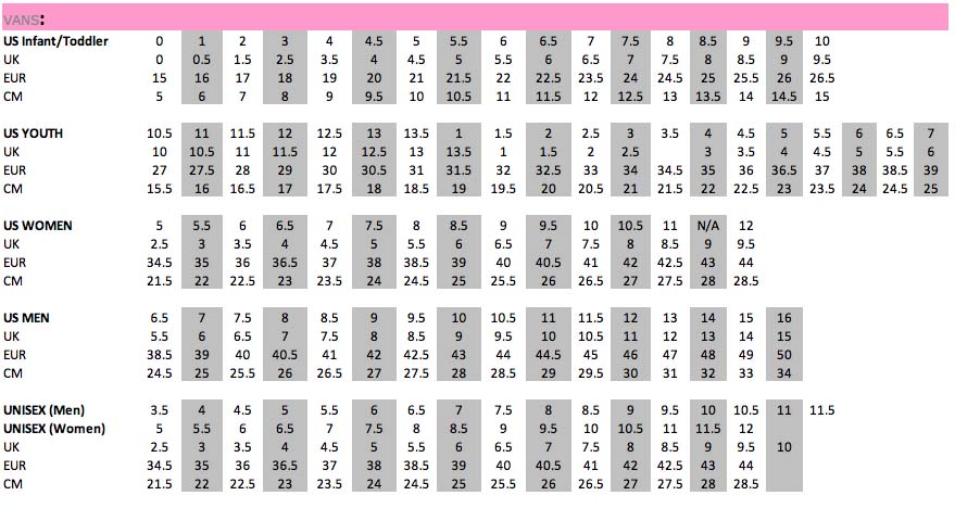 vans shoe size chart vans shoe size chart 28 images new vans rata vulc mens vans shoe size chart vans shoe size chart 28 images new vans rata vulc mens