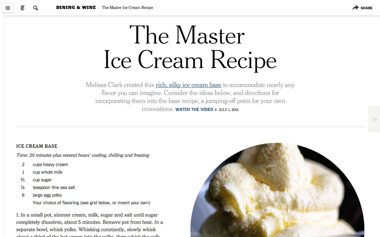 The Only Ice Cream Recipe You'll Ever Need - NYT Cooking