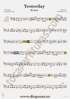 Tubescore Yesterday Sheet music for Cello and Bassoon by The Beatles. Yesterday Cello and Bassoon Score