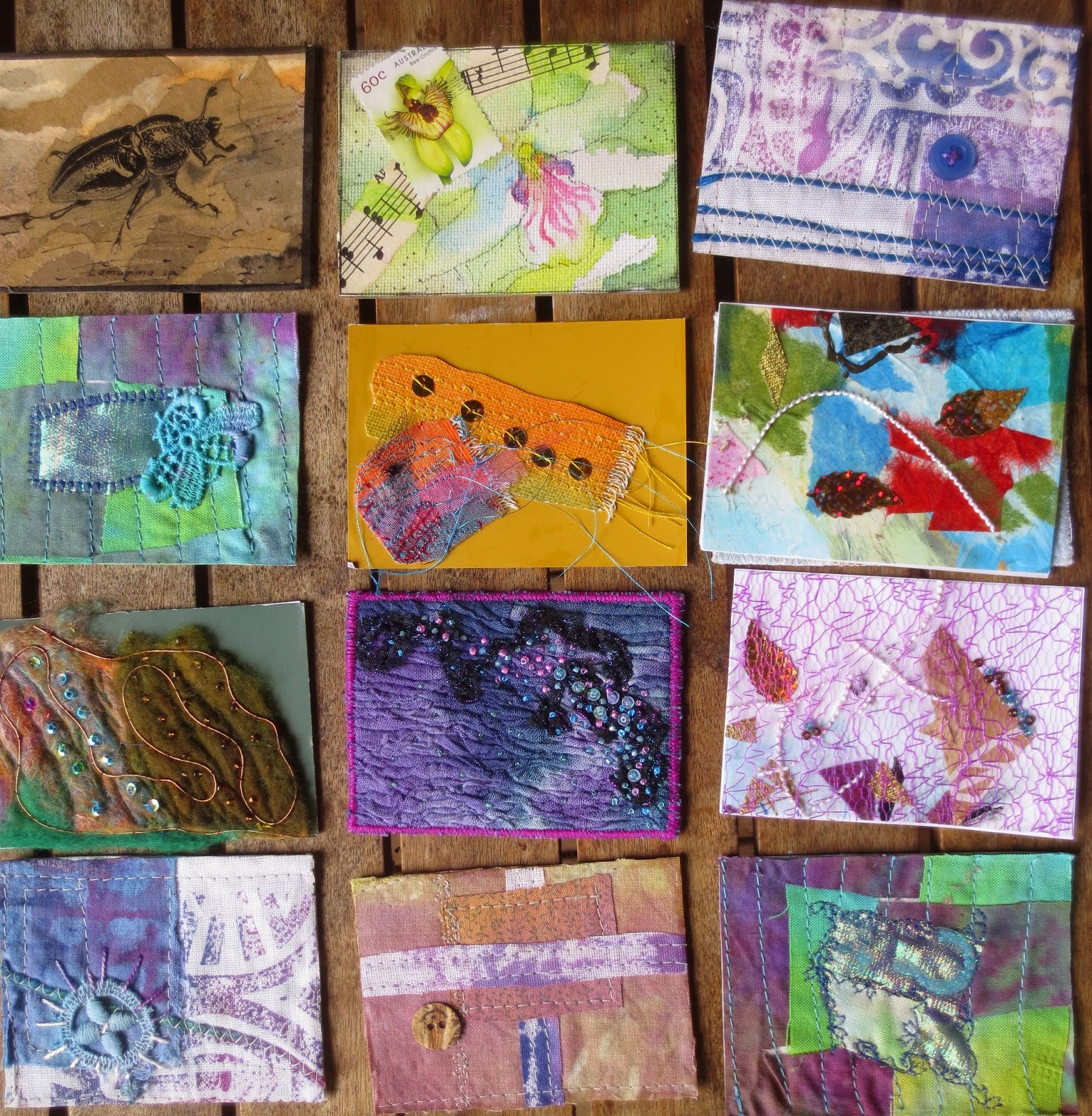 Rainbow Connection Quilters Artist Trading Cards by Fabric Artists