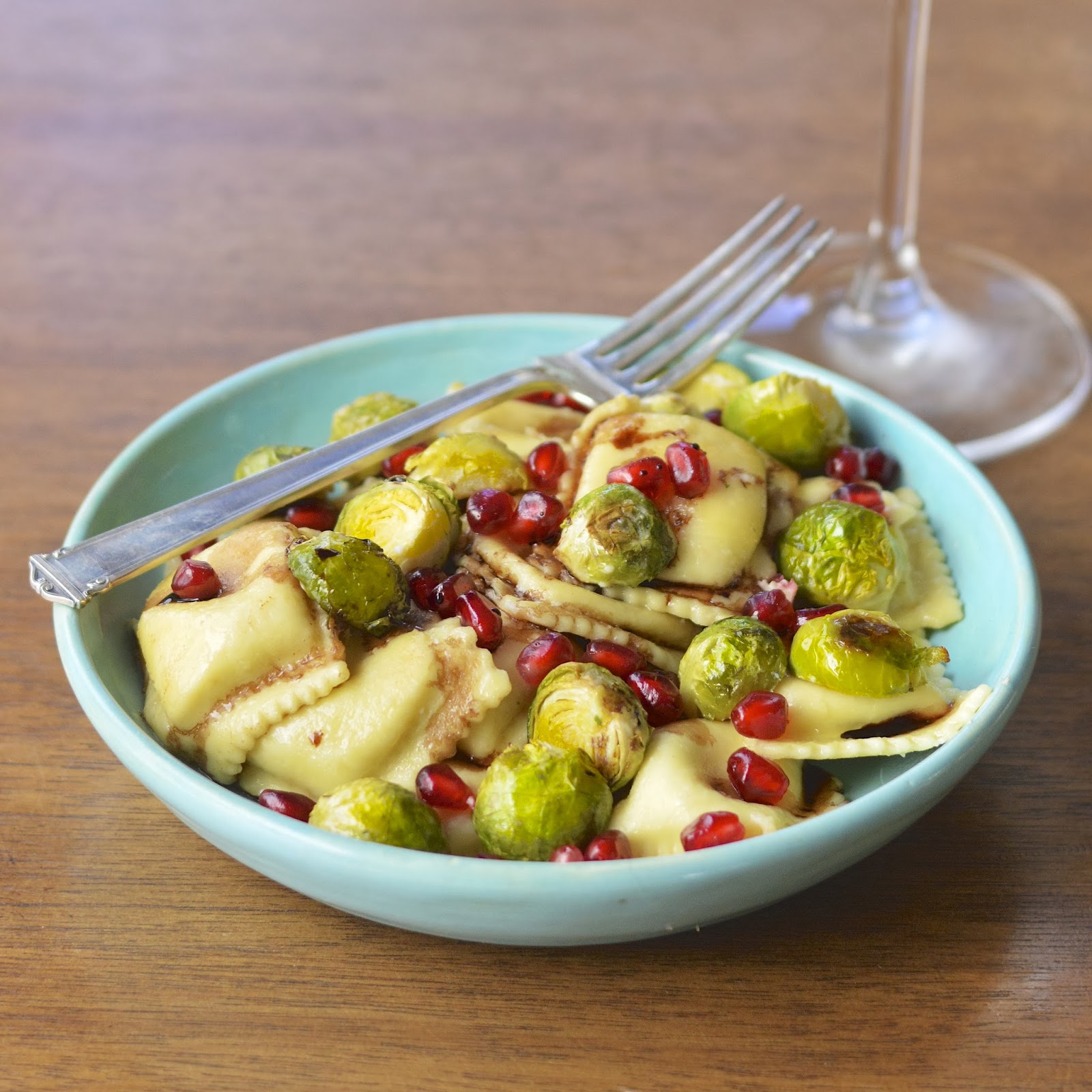 Cheese Ravioli with Sautéed Brussels Sprouts - Serving Dumplings