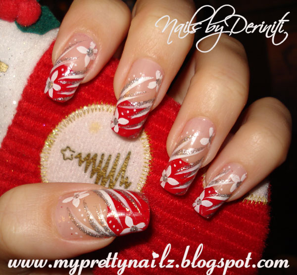 My Pretty Nailz Christmas Tips Nail Art Christmas Tips Nail Art Nails French Holiday Flower