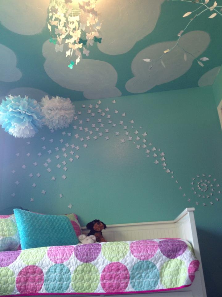 Designs By Jeannine: Girls Turqoise and White Butterfly Room