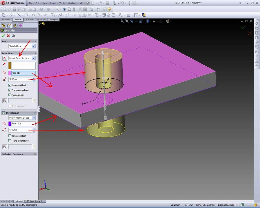 Determine the parameters extrude boss - SOLIDWORKS DESIGN SIMPLE TUTORIAL