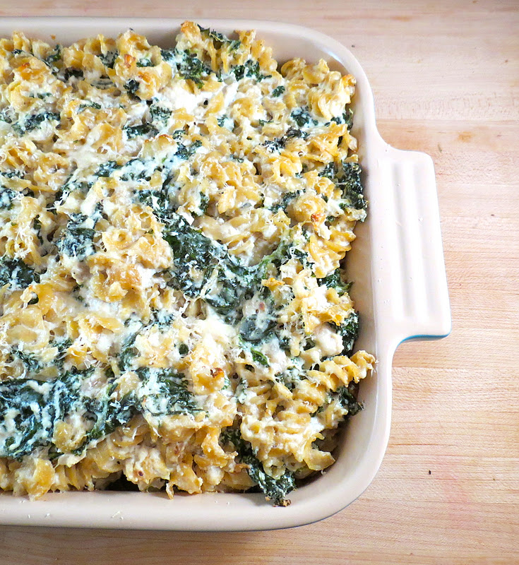 Blonde in the Kitchen Chicken and Kale Baked Pasta