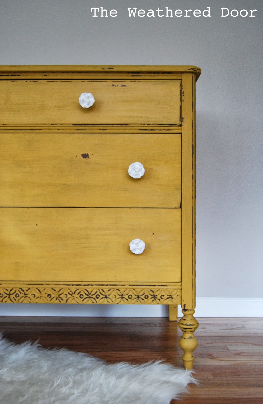 A Chippy Mustard Yellow Dresser The Weathered Door