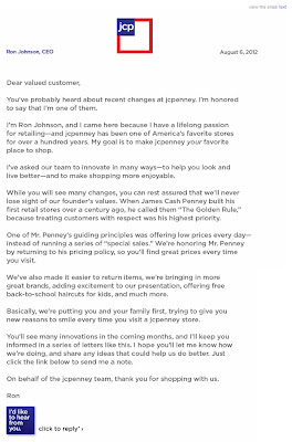 Aug. 6, 2012 JCPenney email
