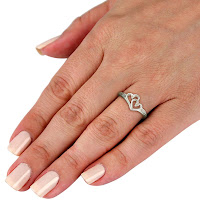 Double Heart Diamond Promise Ring on hand